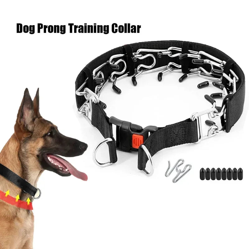 Dog Training Collar Prong Collar with Quick Release Buckle & Nylon Cover Pet Dog Spike Pinch Collar - Top Dogg Brand