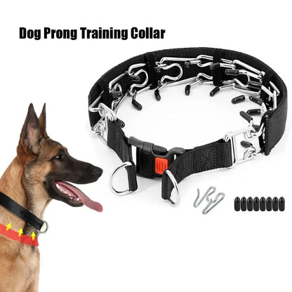 Dog Training Collar Prong Collar with Quick Release Buckle & Nylon Cover Pet Dog Spike Pinch Collar - Top Dogg Brand
