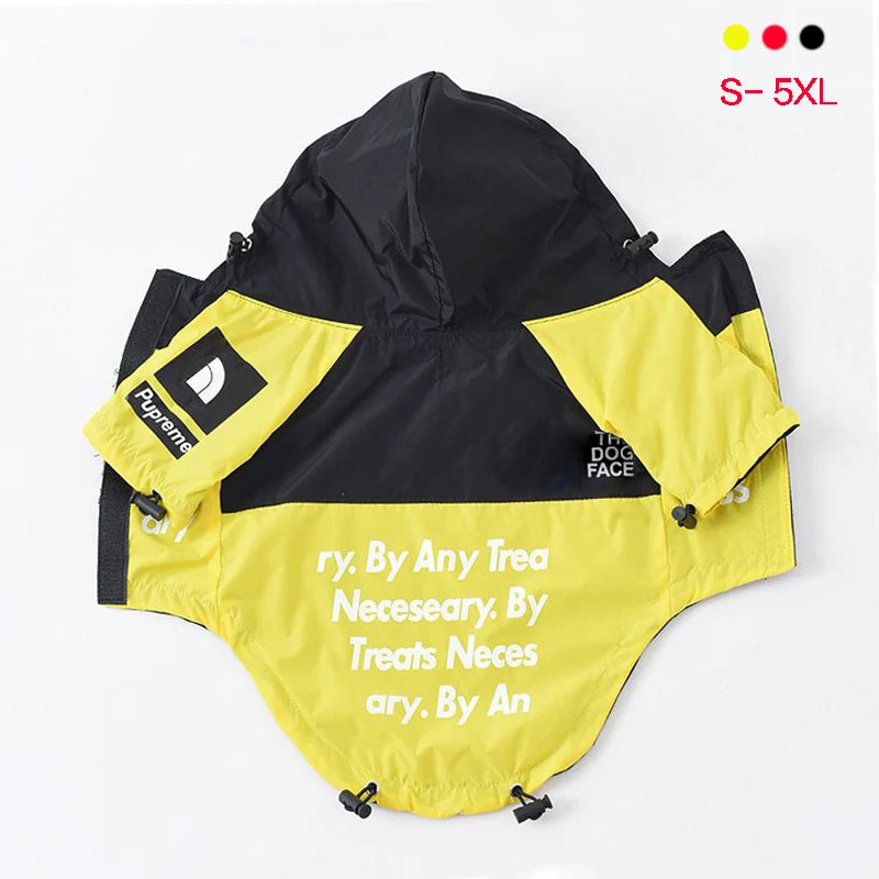 Waterproof Dog Coat with Hood – “The Dog Face” Outdoor Rain Jacket | Reflective - Top Dogg Brand