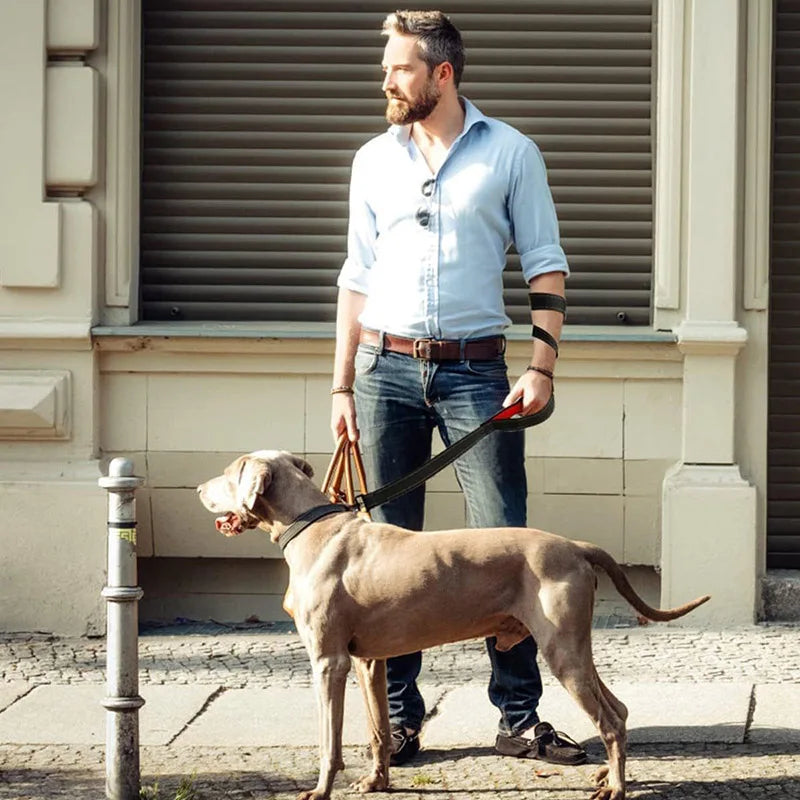 Heavy-Duty Double Handle Dog Leash – Reflective Nylon Lead for Training, Control & Safe Walks - Top Dogg Brand