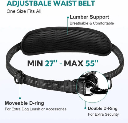 Hands-Free Double Dog Leash with Waist Belt & Pouch - Top Dogg Brand